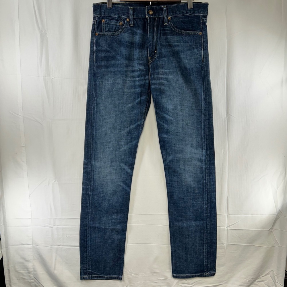 Levi's 513 Slim Straight Jeans Mens 32x34 Dark Wash Blue Whiskered Denim